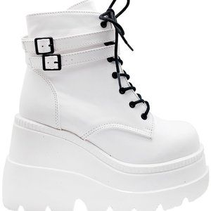 Demonia SHAKER 52 White Platform Boots